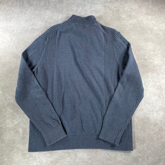 Calvin Klein Blue And Grey Cozy Cotton Quarter Zip Sweater - Picture 2 of 5
